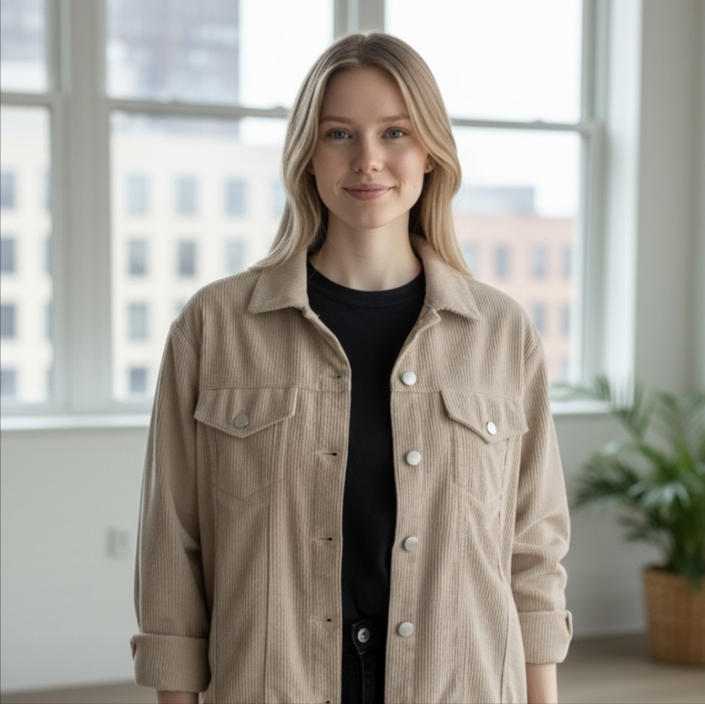 NASTY GAL Beige Corduroy Jacket, Size 4 - Picture 12 of 12